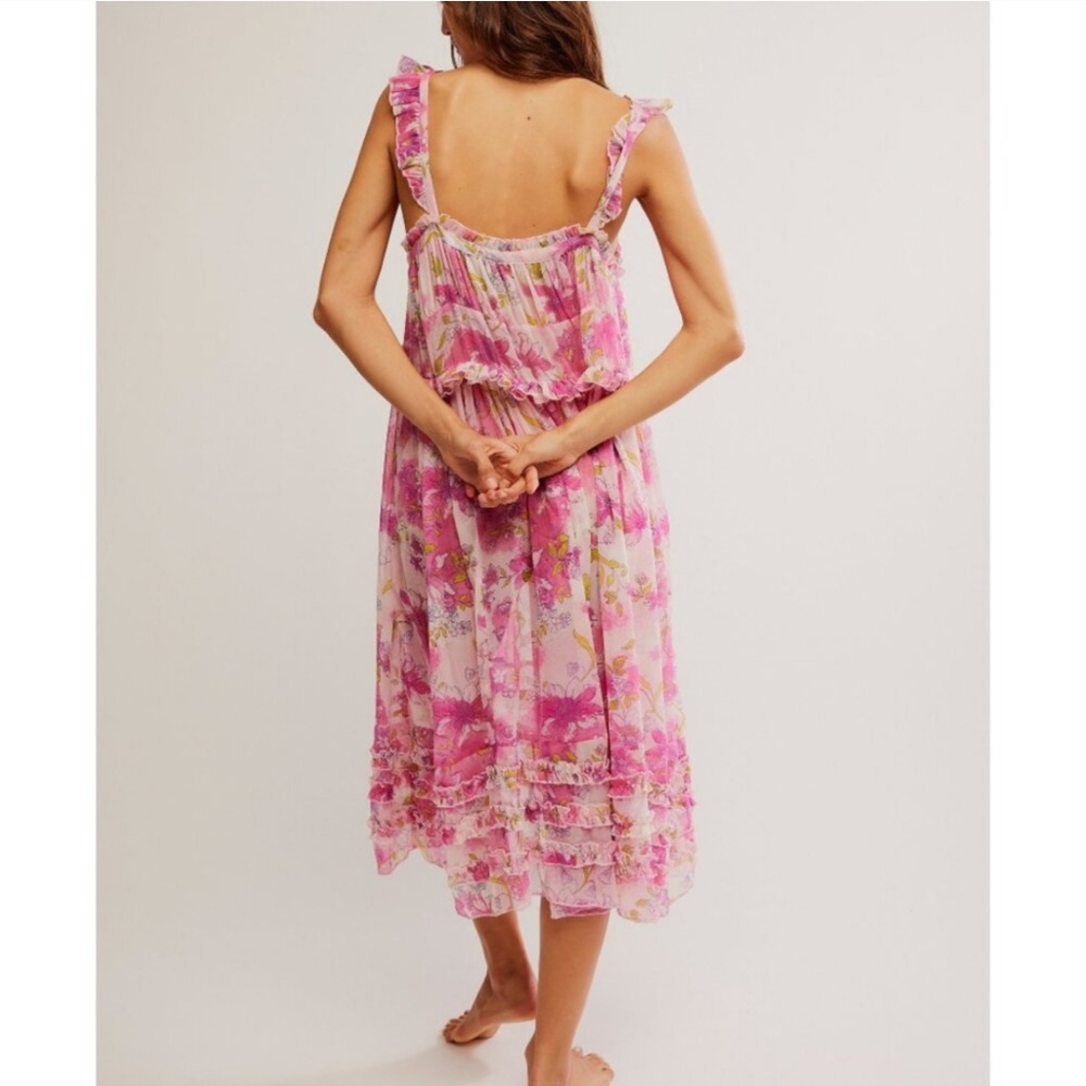 NWT Free People Moon Phase Printed Midi Slip Dress / Pop Combo / Size S - Picture 3 of 6